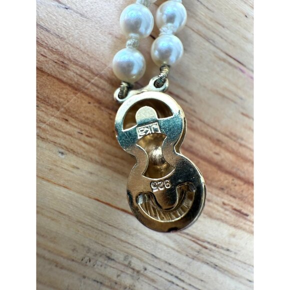 Vintage JKA Köhle Double Strand Faux Pearl Necklace 17" Gold Plated 925 Stamped - Picture 10 of 16